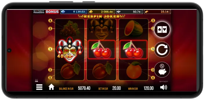 Respin Joker – výherní kombinace třešní a žolíka s výhrou 40 EUR