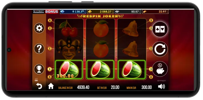 Respin Joker – výherní kombinace tří melounů s výhrou 300 EUR